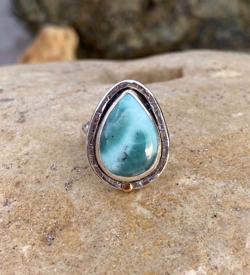 Anillo Larimar lágrima