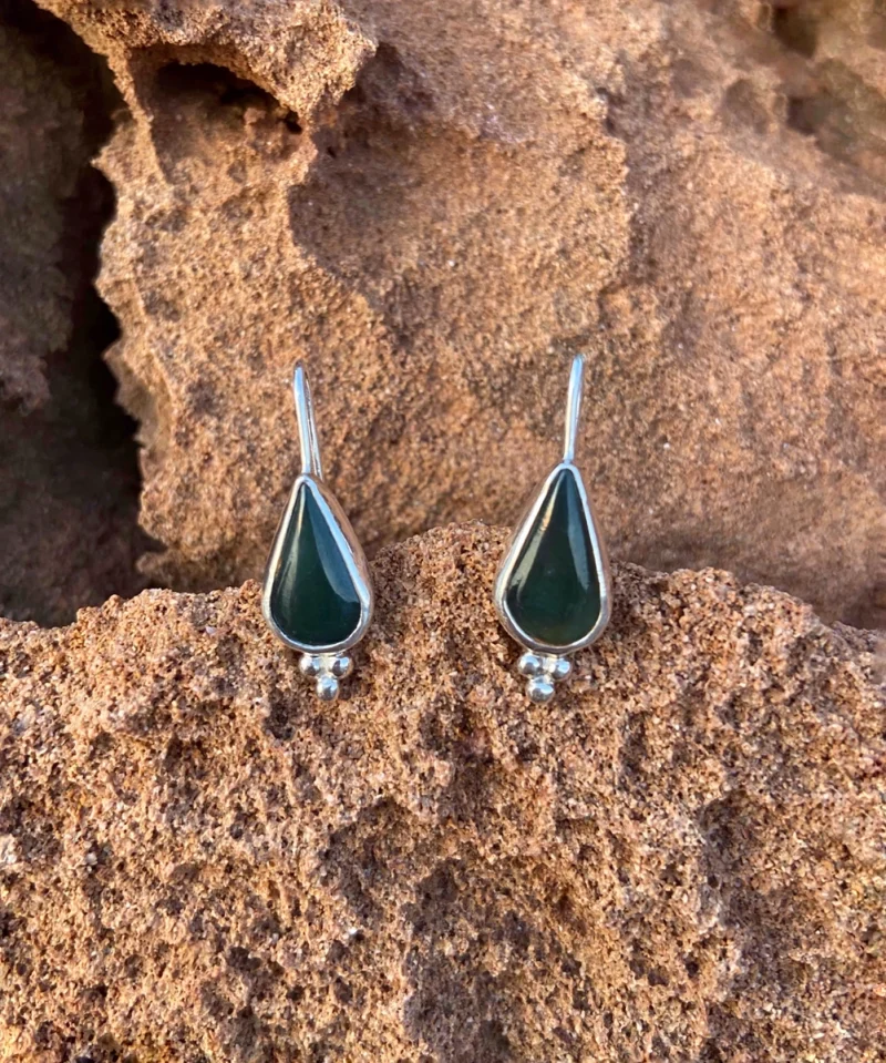 Pendientes lágrima  jade verde