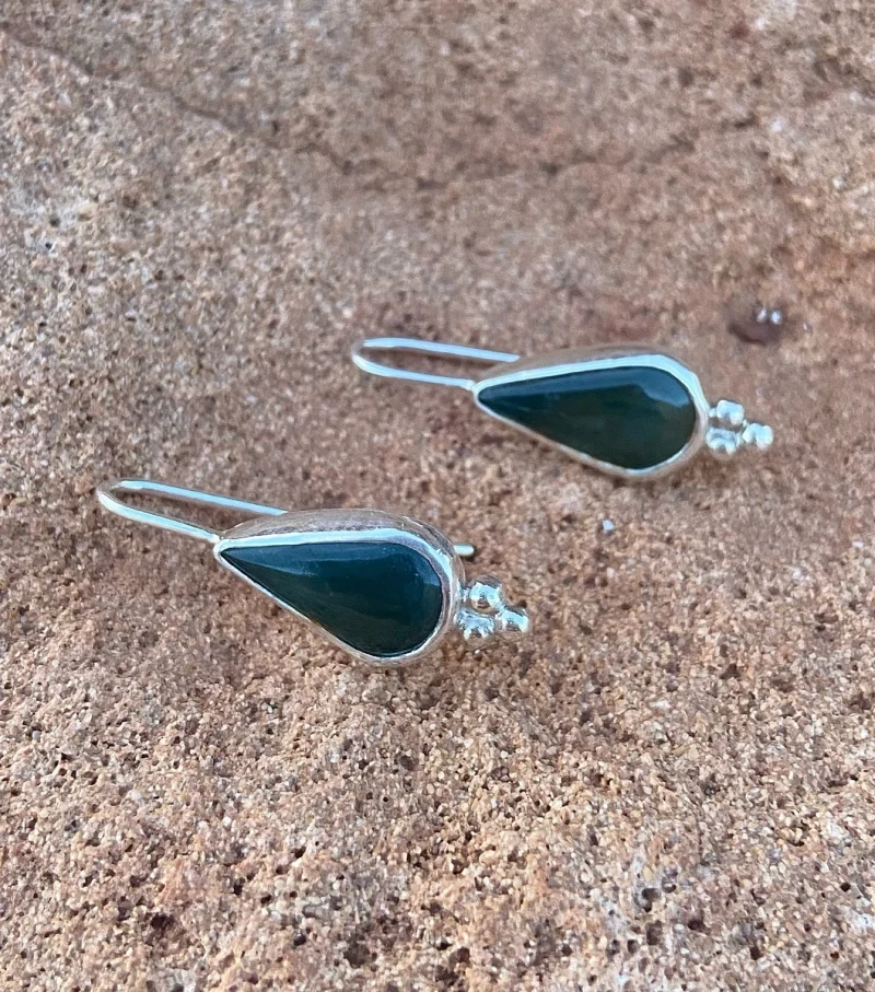 Pendientes lágrima  jade verde - Imagen 2